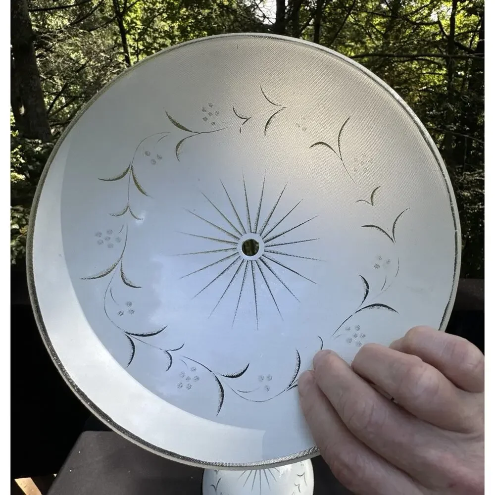 2 VTG Mid-Century Modern SUN Starburst White Moon 9” Glass Ceiling Light Shades